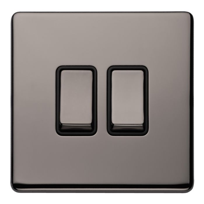 Eurolite Concealed 3mm 2 Gang 10Amp 2Way Switch - Black Nickel