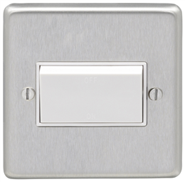 Eurolite Sssfsww 6Amp Fan Isolator Switch Round Edge Satin Stainless Steel Plate White Rocker