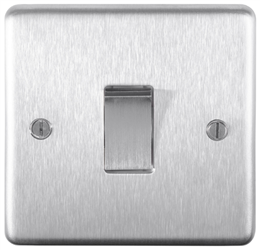 Eurolite Sssint 1 Gang 10Amp Intermediate Switch Round Edge Satin Stainless Steel Plate Matching Rocker