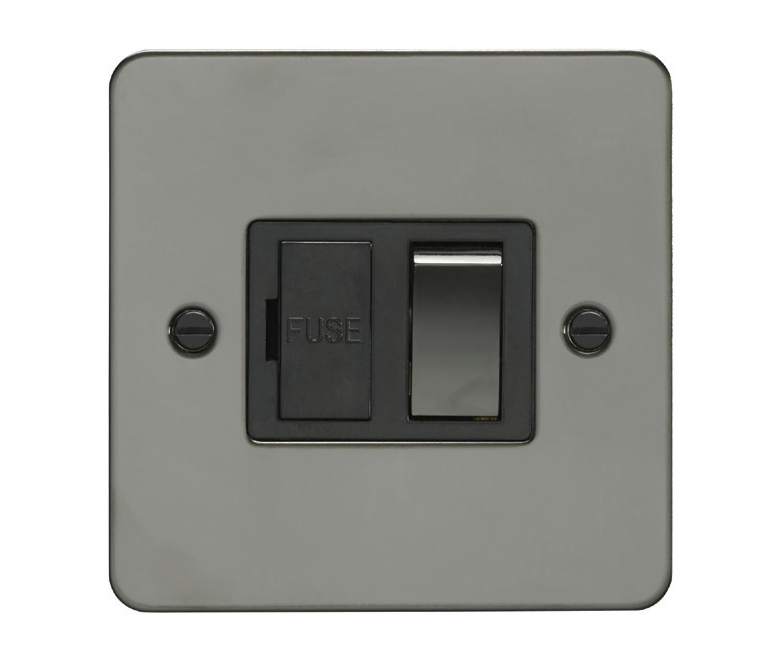 Eurolite Sssswfssb 13Amp Dp Switched Fuse Spur Round Edge Satin Stainless Steel Plate Matching Rocker Black Interior