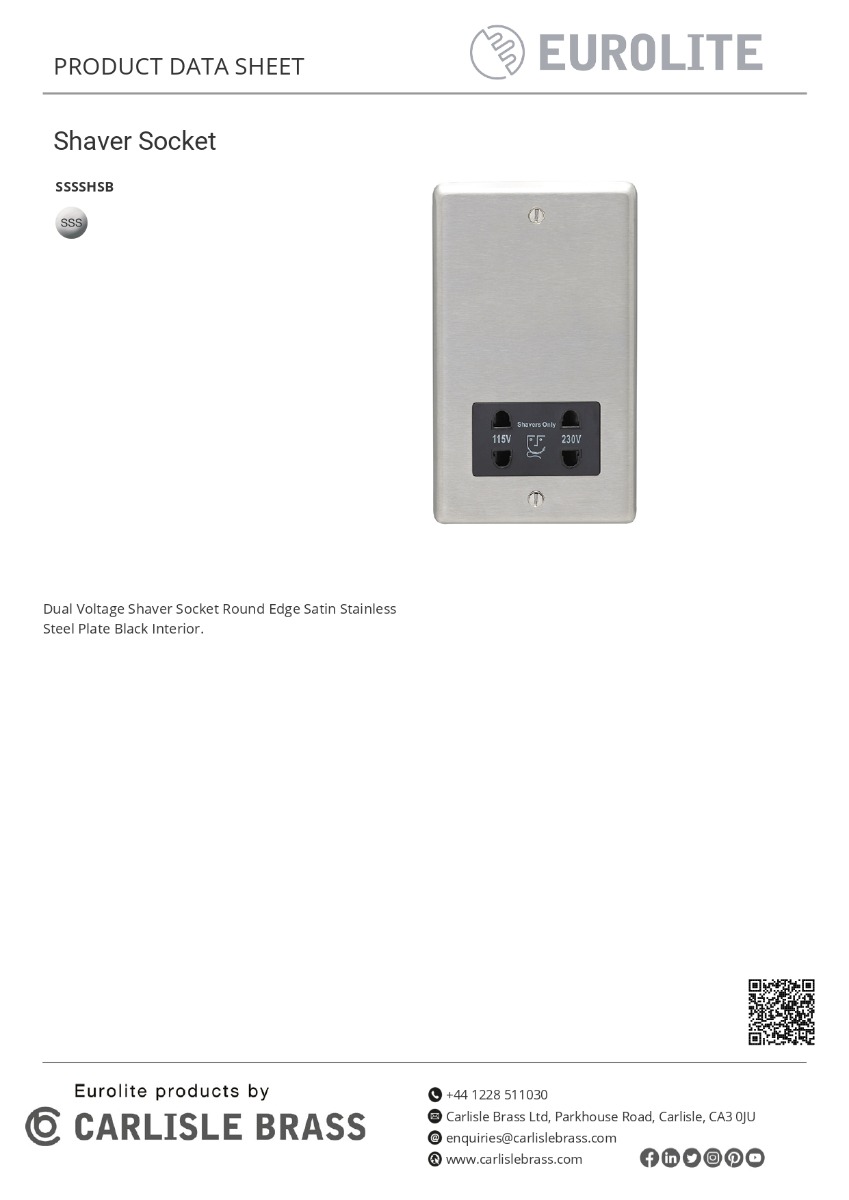 Eurolite Stainless steel Shaver Socket - Satin Stainless Steel