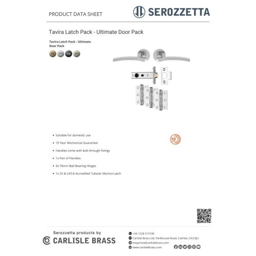 Carlisle Brass UDP009SN/INTB Tavira Latch Pack - Ultimate Door Pack Satin Nickel
