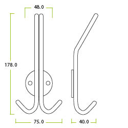 Zoo Hardware Zas Double Hat & Coat Hook, Satin Stainless Steel