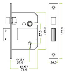 Zoo Hardware British Standard 5 Lever Sash Lock (64Mm Or 76Mm), Pvd Stainless Brass