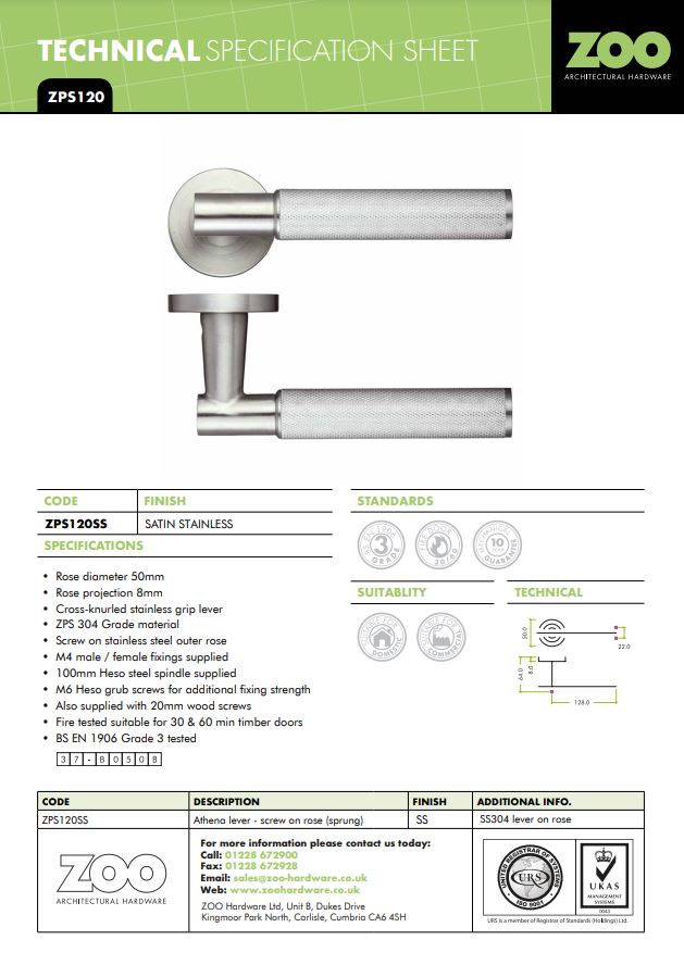 Zoo Hardware Zps Athena Lever On Round Rose, Satin Stainless Steel (Sold In Pairs)