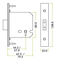 Zoo Hardware 5 Lever Dead Lock - 64mm C/W PVD Forend and Strike