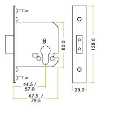 Zoo Hardware Oval Profile Deadlock 67.5Mm Or 79.5Mm