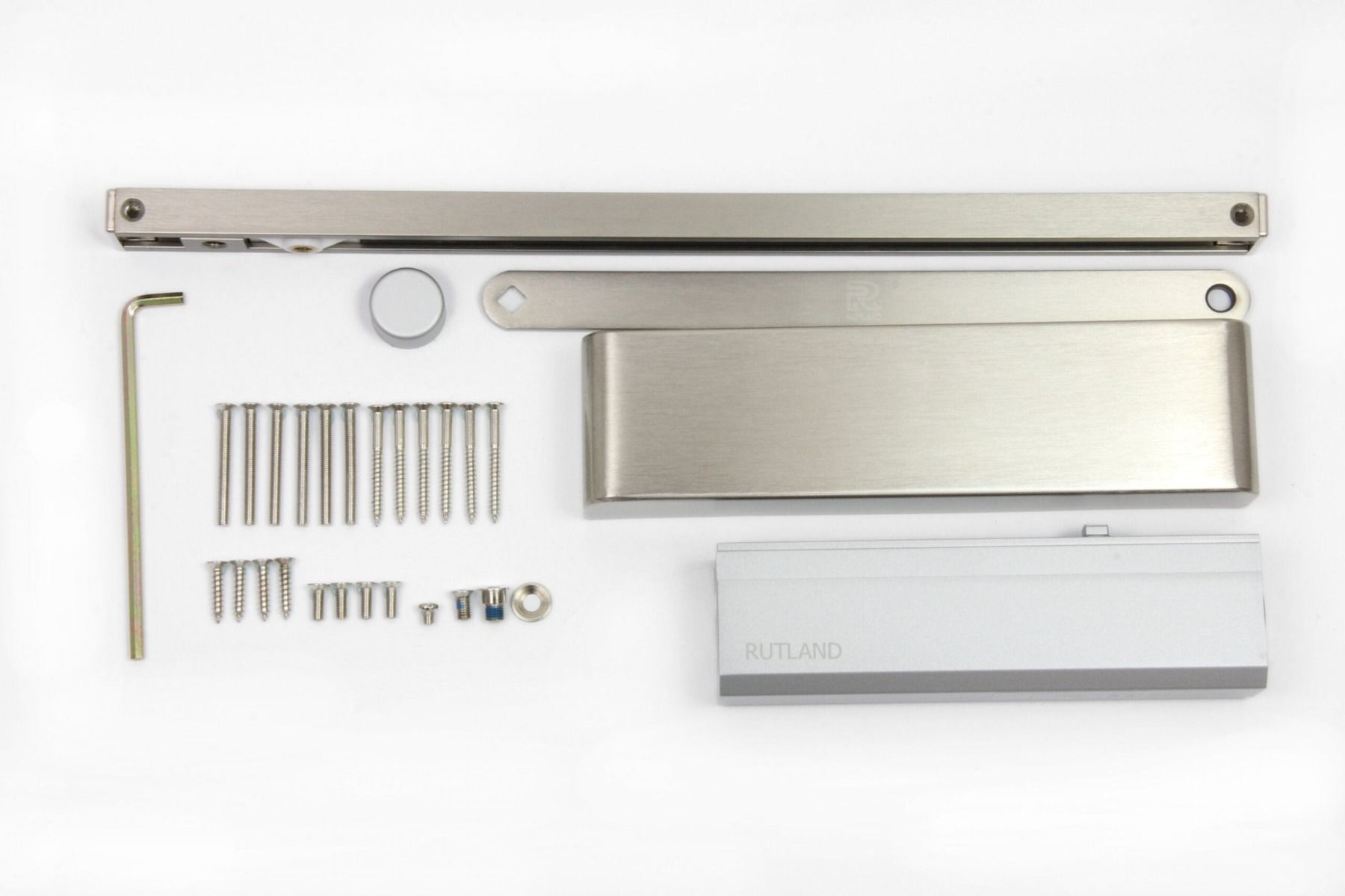 Rutland TS.11204 Door Closer EN 2-4 Cam Action Door Closer c/w Semi-radius cover & Slidearm Satin Nickel