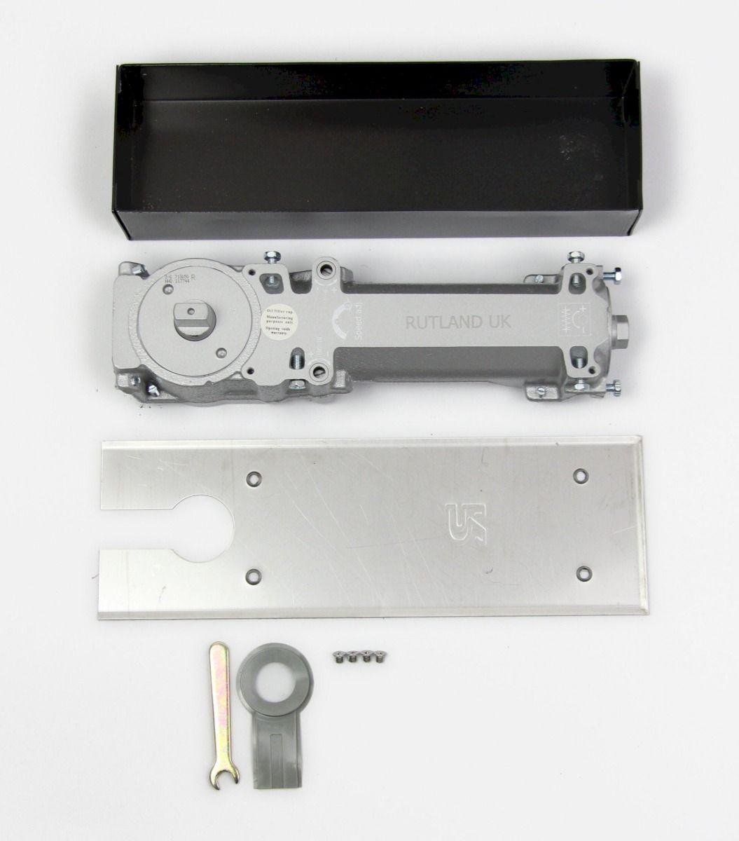 Rutland TS.7004NHO.DAX.SS Non Hold Open Floor Spring & Back Check c/w Cover Plate Satin Stainless Steel