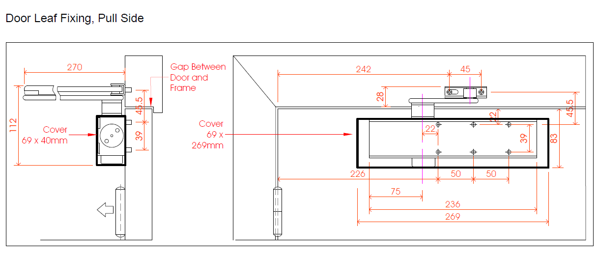 Rutland TS.9205 Door Closer, DABC c/w Semi-Radius Cover, Flatbar Armset Medium Bronze