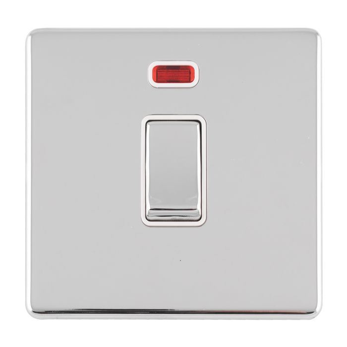 Eurolite Concealed 3mm 1 Gang 20Amp Dp Switch & Neon - Polished Chrome