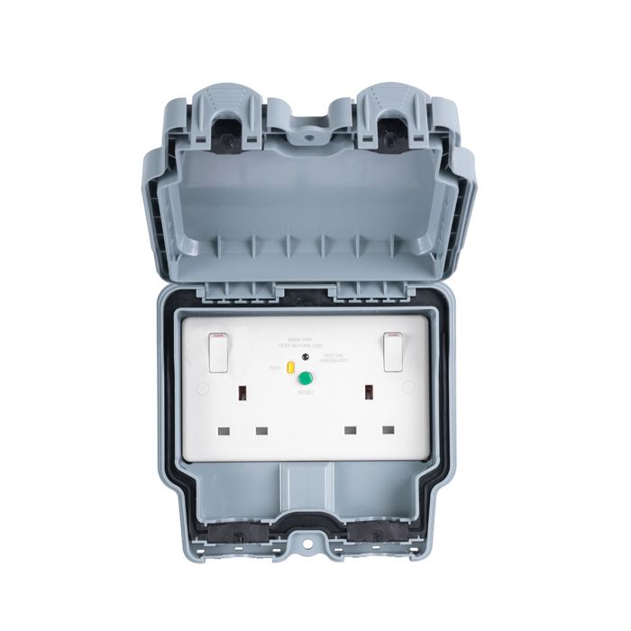 Eurolite Wp5023 13A 2 Gang Dp Rcd Switched Socket, Passive-30Ma Type A, Ip66 Euroseal