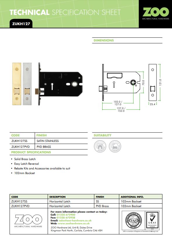 Zoo Hardware Horizontal Latch (127Mm Or 152Mm), Satin Stainless Steel