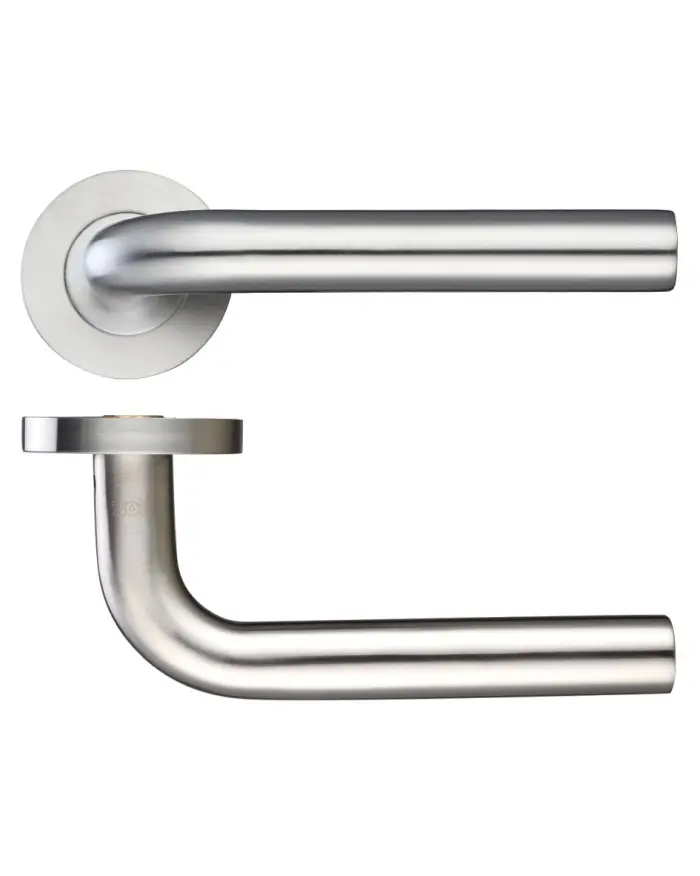 Zoo Hardware Zcs2 Radius Lever On Round Rose, Satin Stainless Steel (Sold In Pairs)