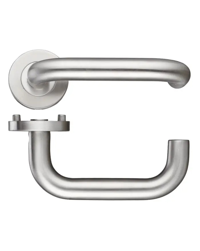 Zoo Hardware Zcs Rtd Lever On Round Rose, Satin Stainless Steel (Sold In Pairs)