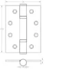 Stainless Steel Grade 13 Polymer Bearing Hinges 3 Knuckle 102mmx76mm