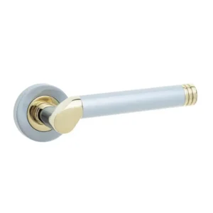 Octavia Door Handle on Rose Polished Brass Satin Chrome