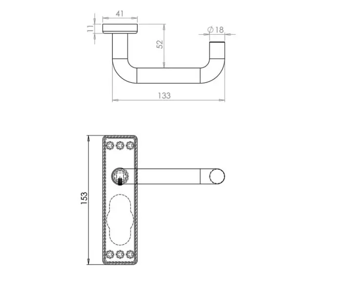 Aluminium 19mm Round Bar Lever on Plate