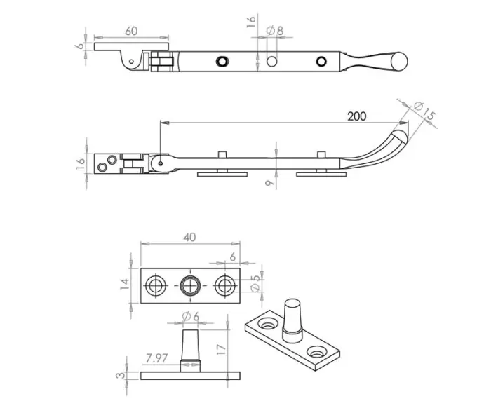 Bulb End Casement Stays