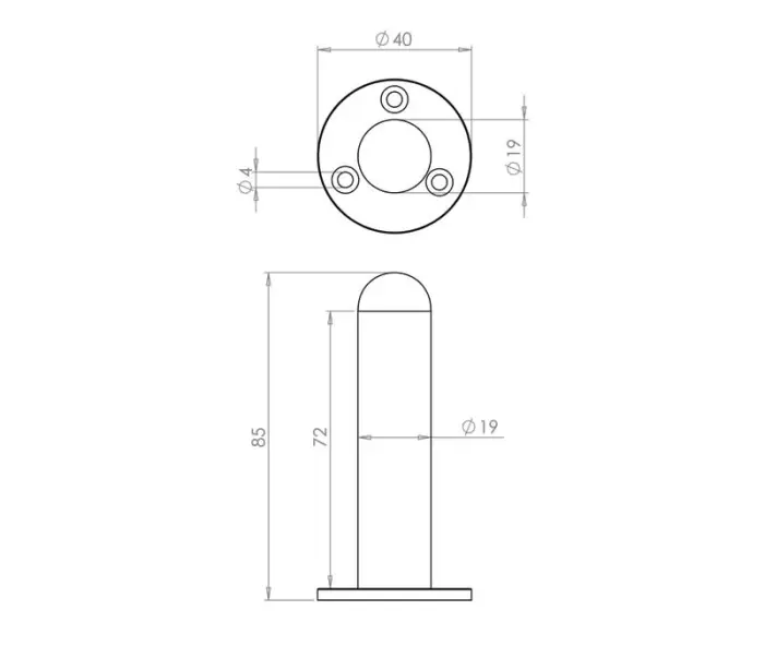 Nero Cylinder Wall Mounted Door Stop on Rose