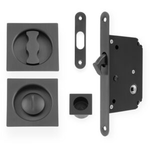 Sliding Door Lock Set - Square Roses - Radius Forend & Strike